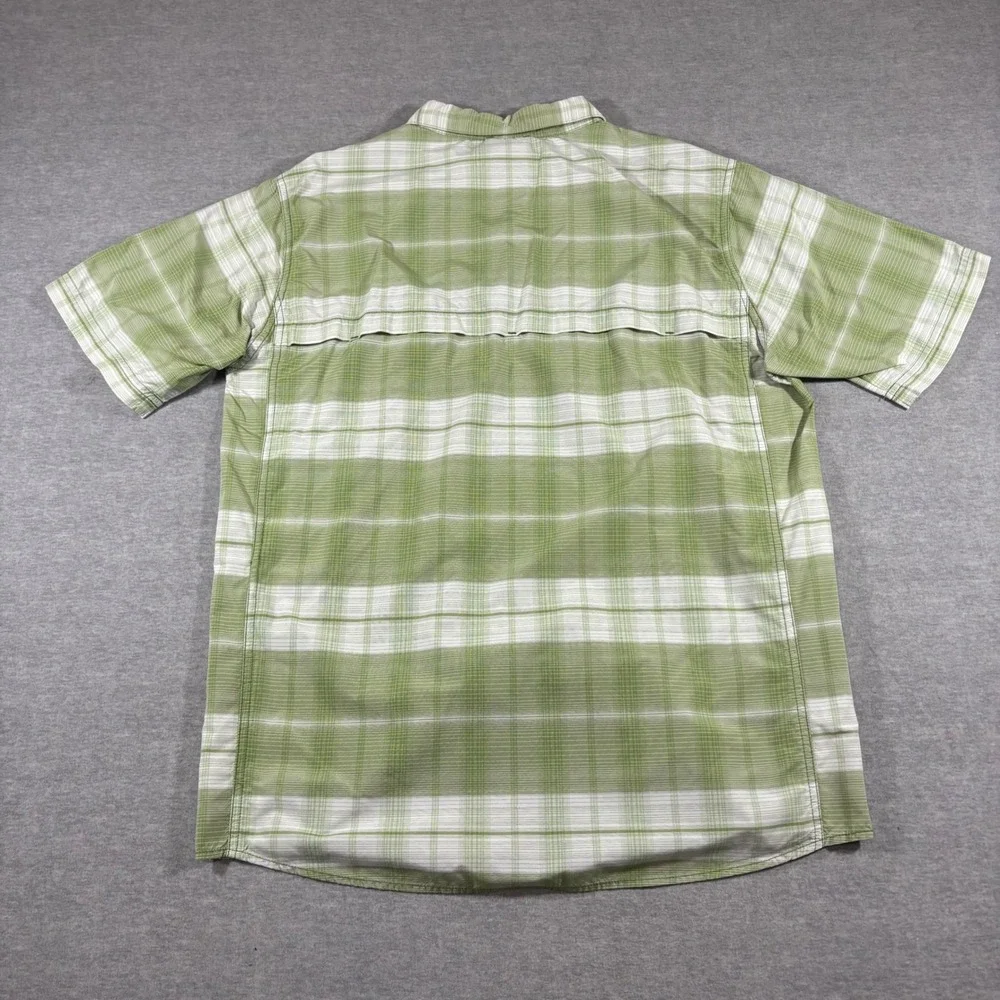 The North Face Mens VaporWick Short Sleeve Plaid Hiking Shirt Green Medium ADHN